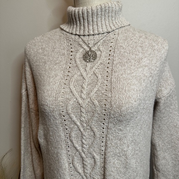 Cowl Neck Cream Sweater - Picture 2 of 6